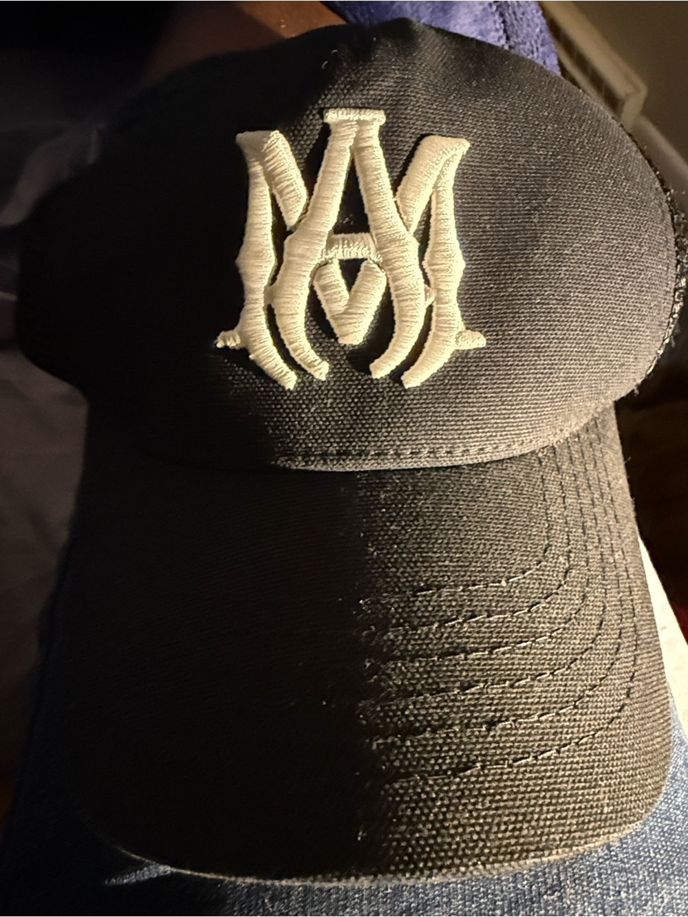 AMIRI MA Loader Trucker Black Cap with White Embroidered Logo